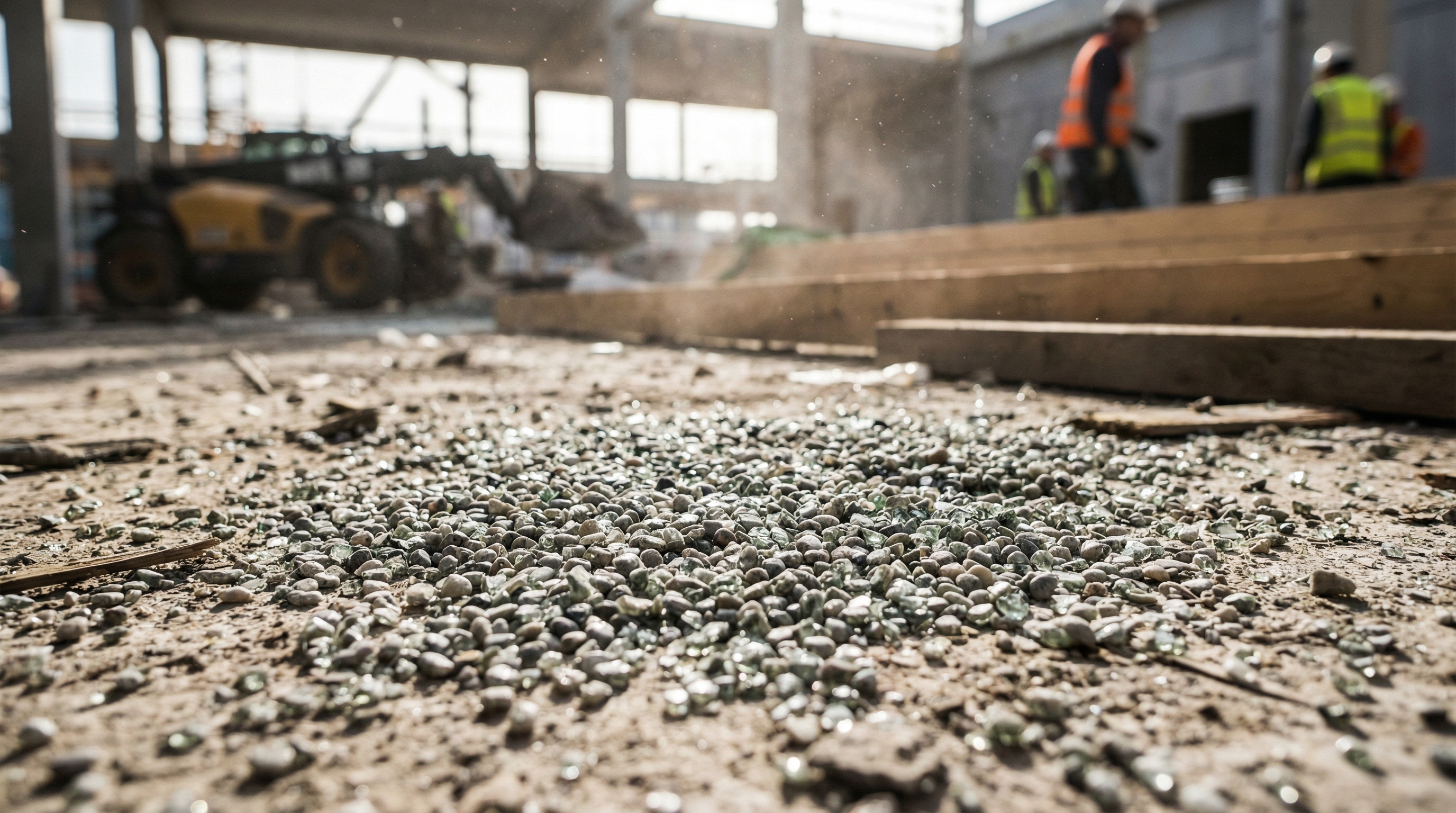 broken tempered glass construction