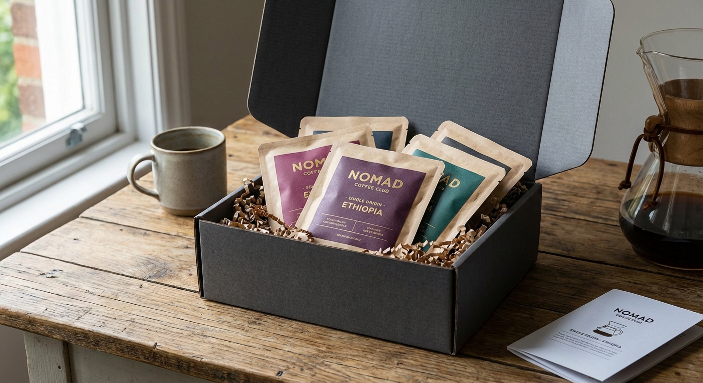 Premium coffee subscription unboxing experience