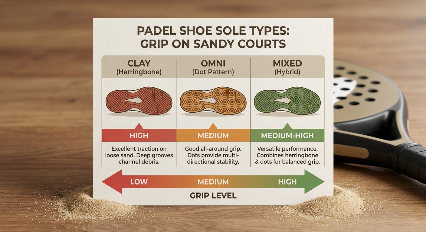 Padel shoe sole comparison chart