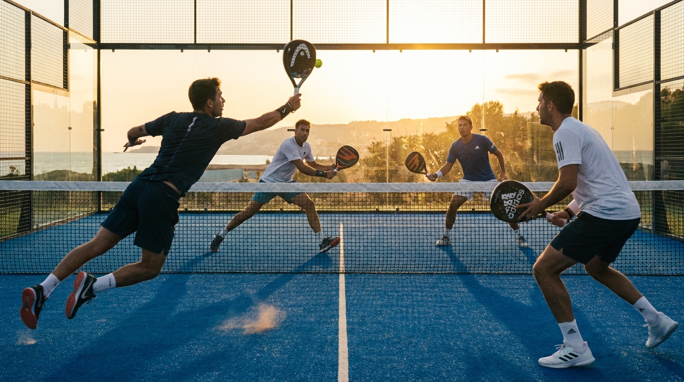 padel game action shot