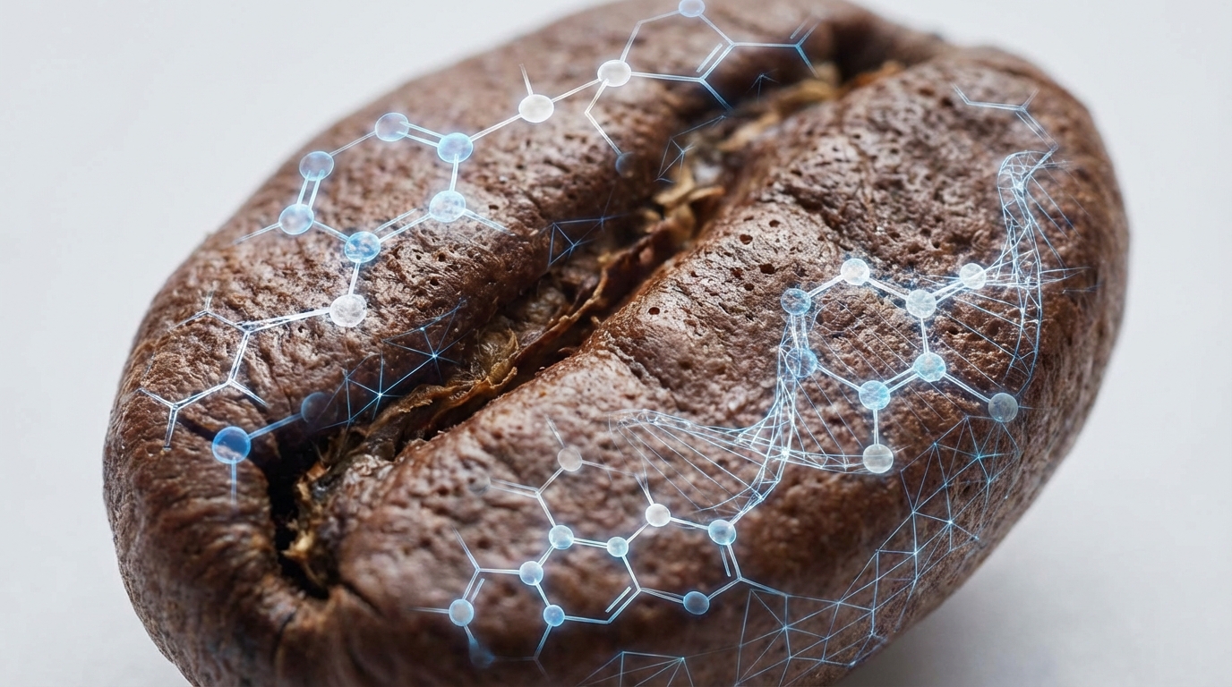 A microscopic view of a coffee bean showing the chemical complexity that requires protection.