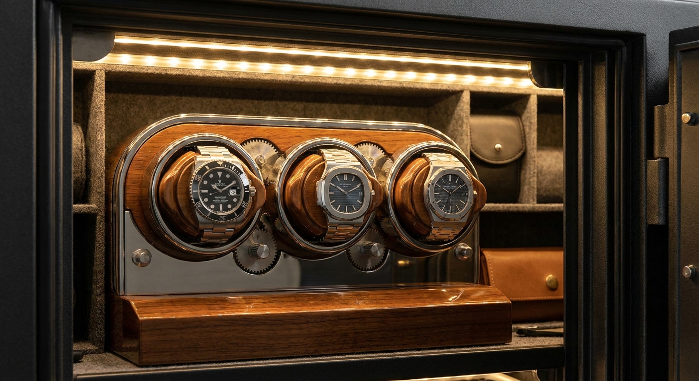 luxury watch winder safe mechanism