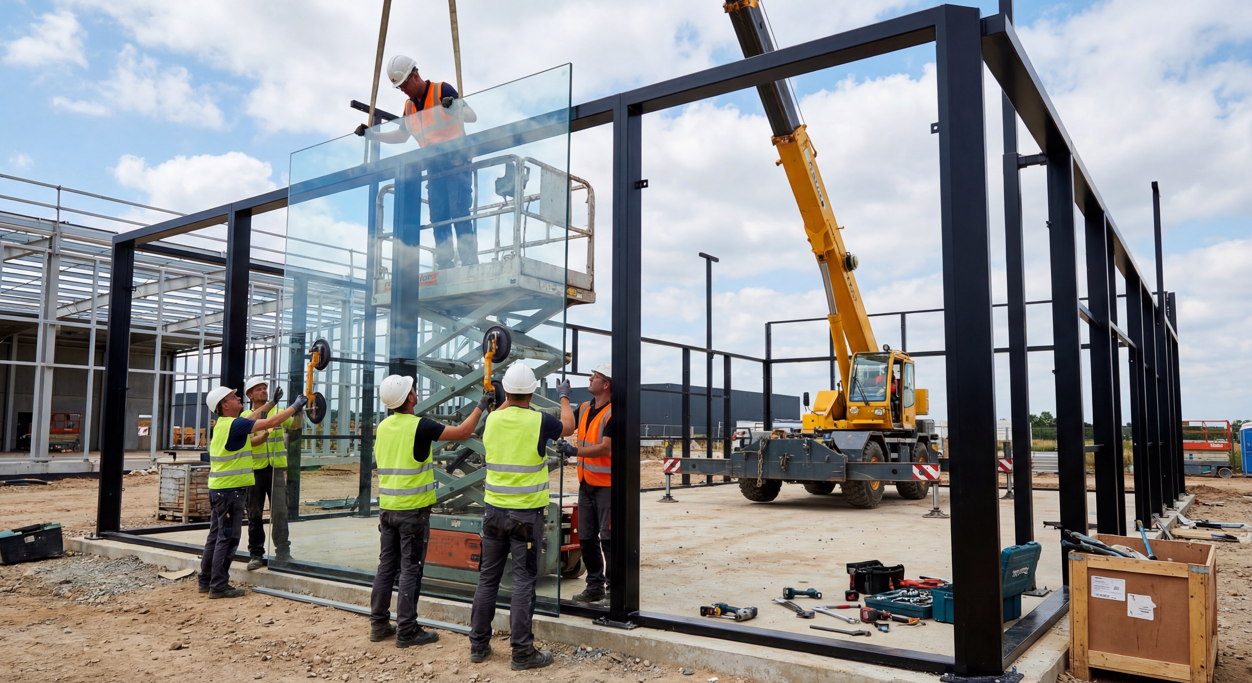 padel court glass installation