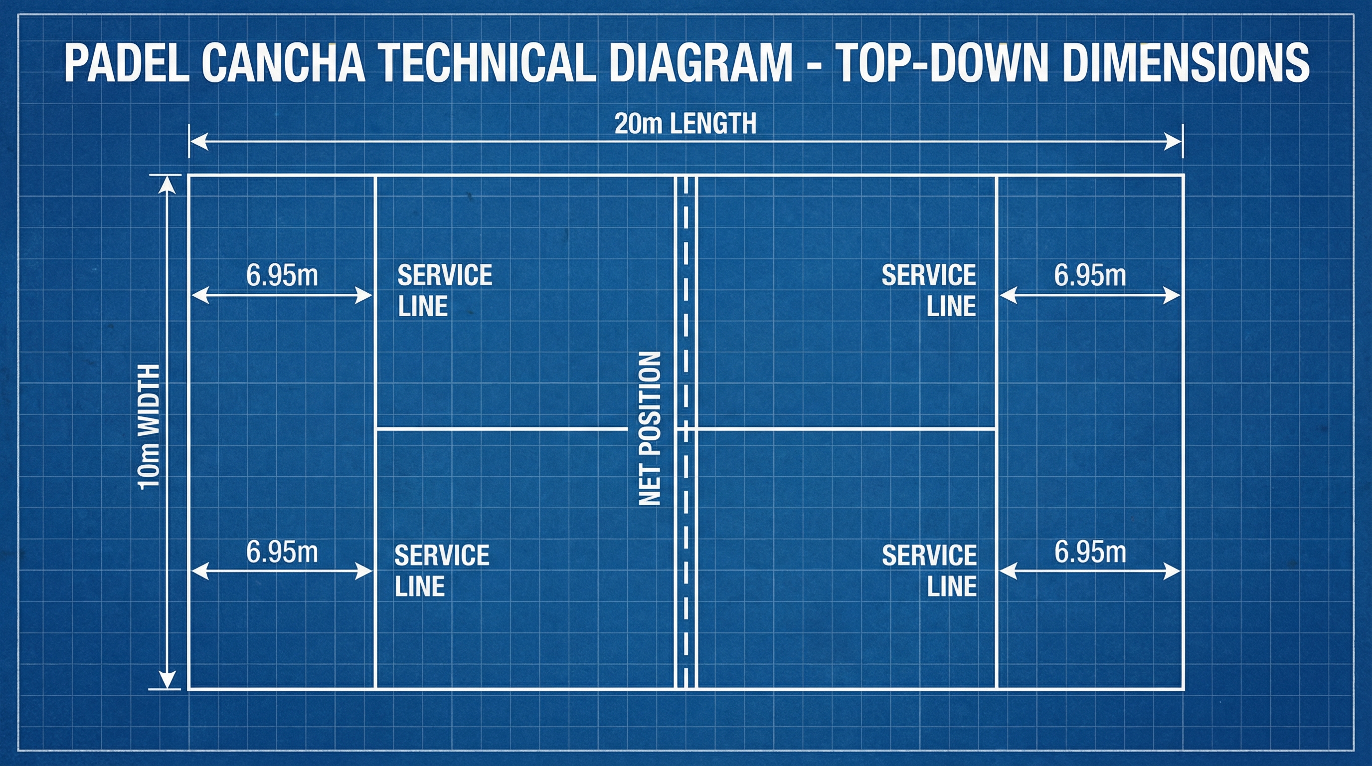padel cancha technical blueprint