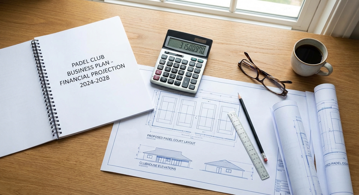 padel club business plan flatlay