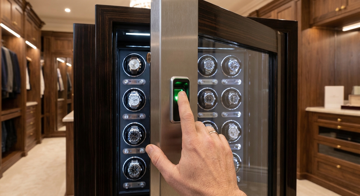 Biometric Fingerprint Lock on Watch Winder Safe