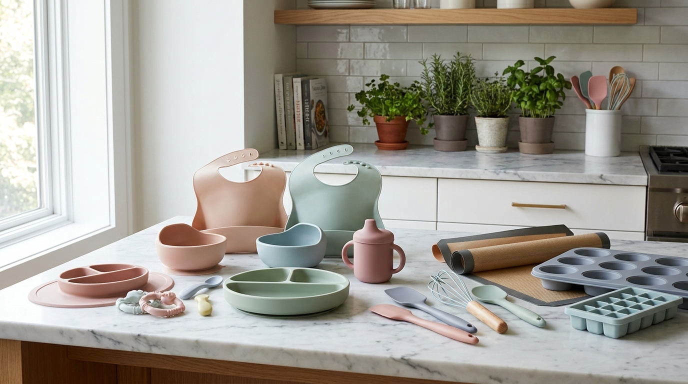 Premium silicone baby kitchenware display