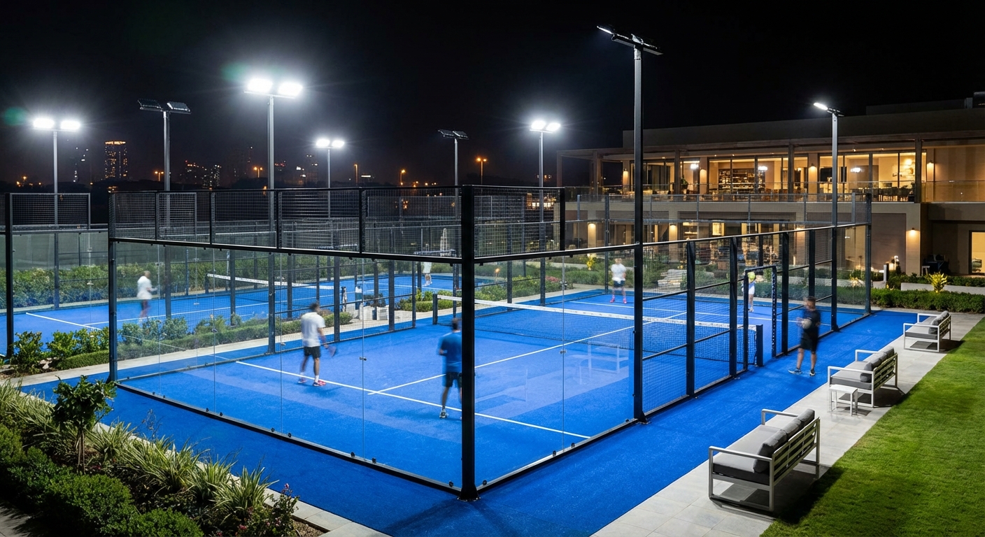 padel court nighttime lighting