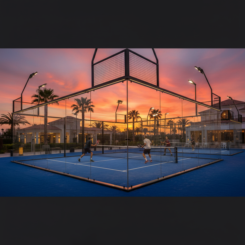 Padel court sunset cinematic