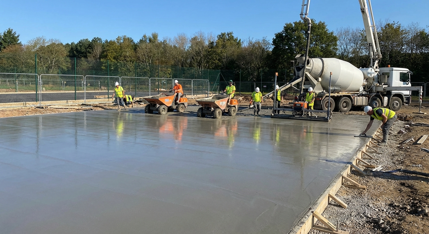 Concrete slab foundation construction