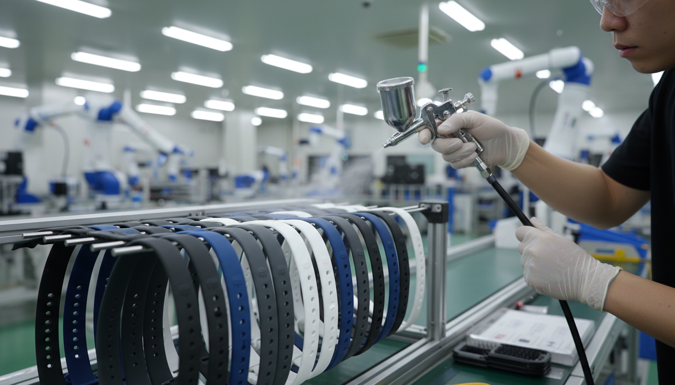 Applying anti-static coating to straps