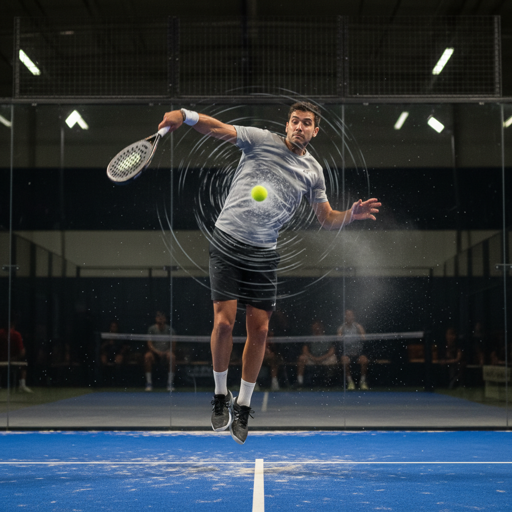 padel player smashing ball