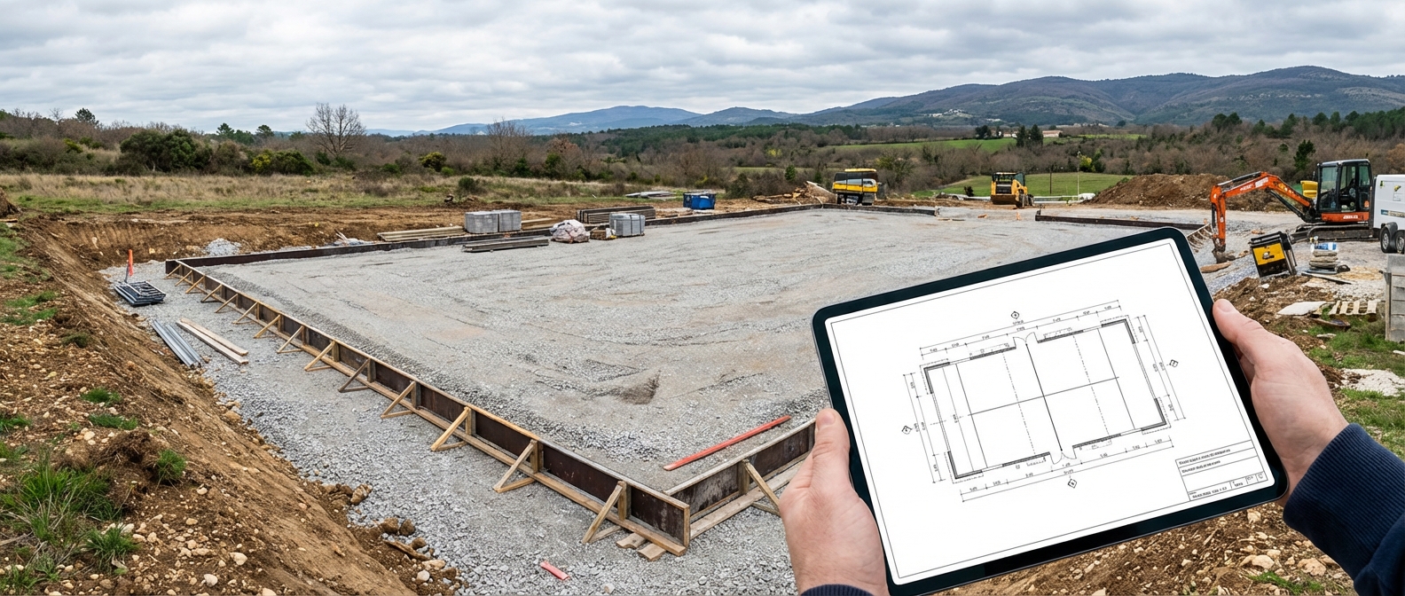 padel court construction site visualization