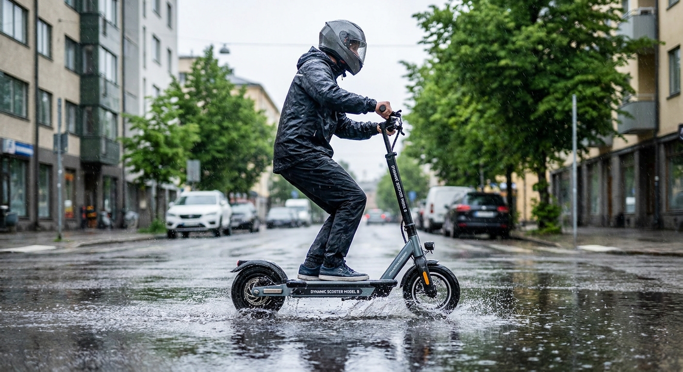 Dynamic Scooter Model B Wet Action Shot
