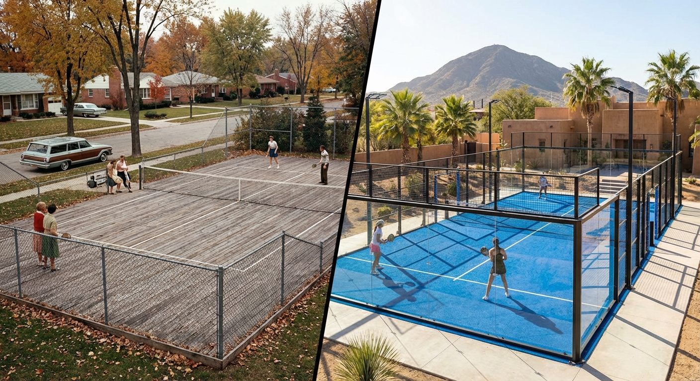 vintage vs modern paddle court comparison