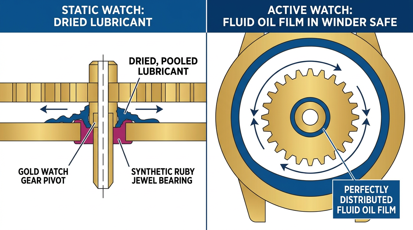 Microscopic analysis of watch gear lubrication
