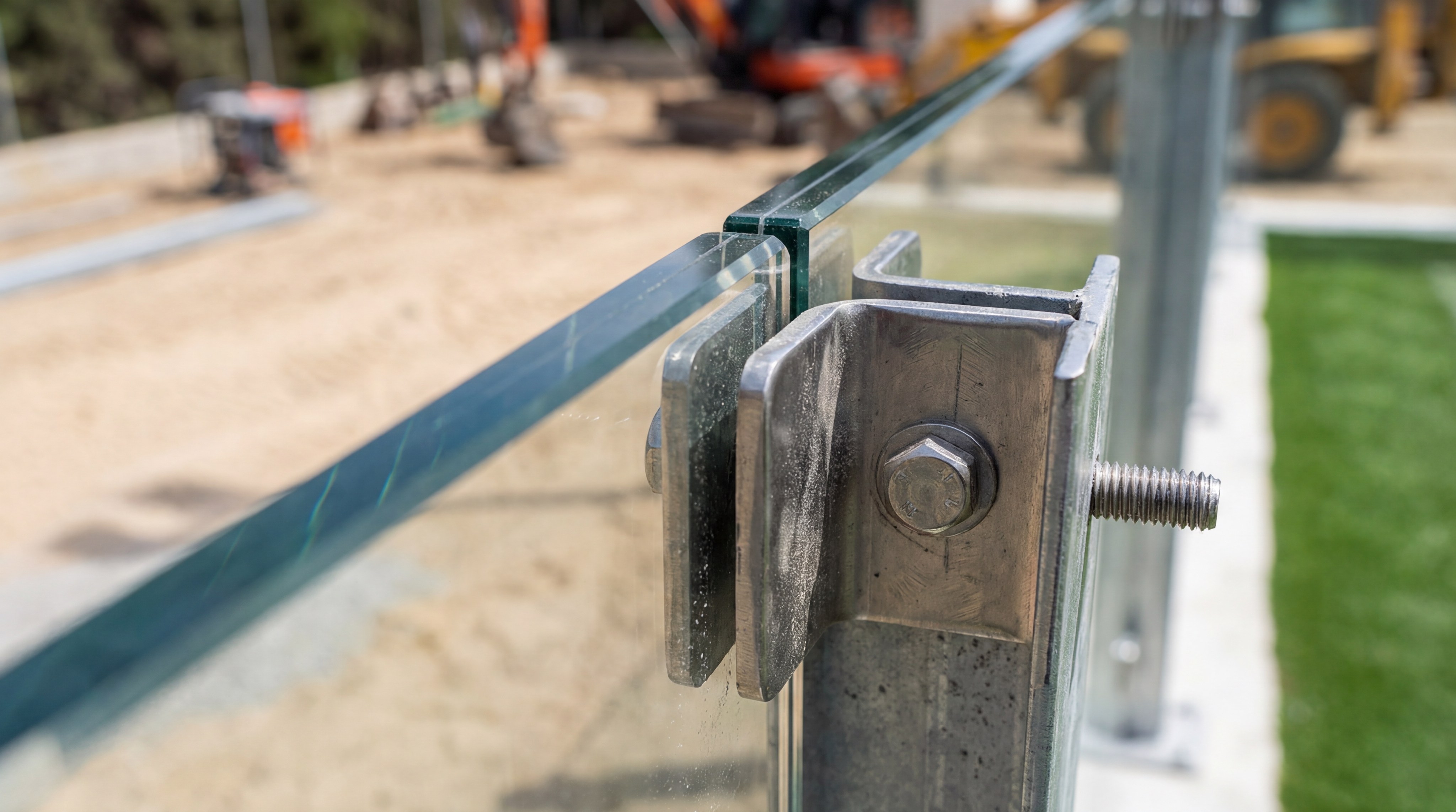 padel court glass fastening macro