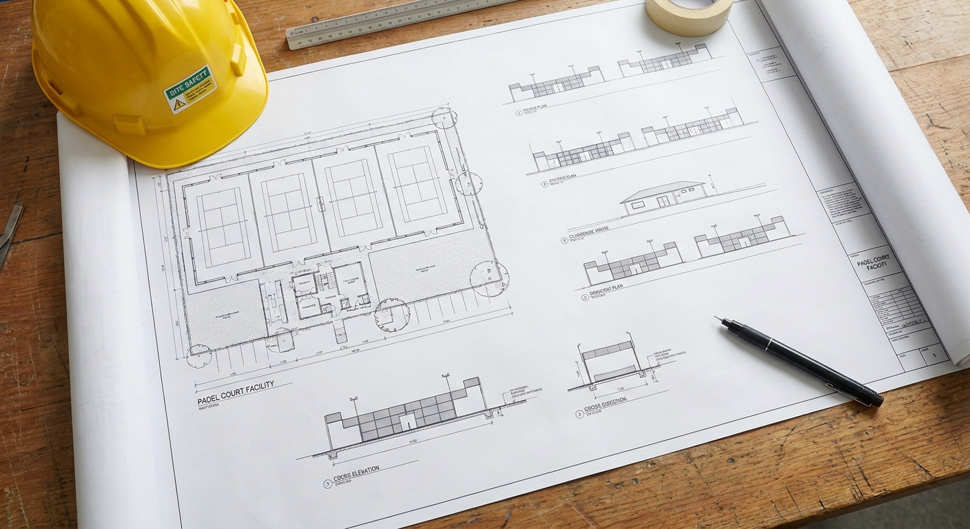padel court blueprint desk