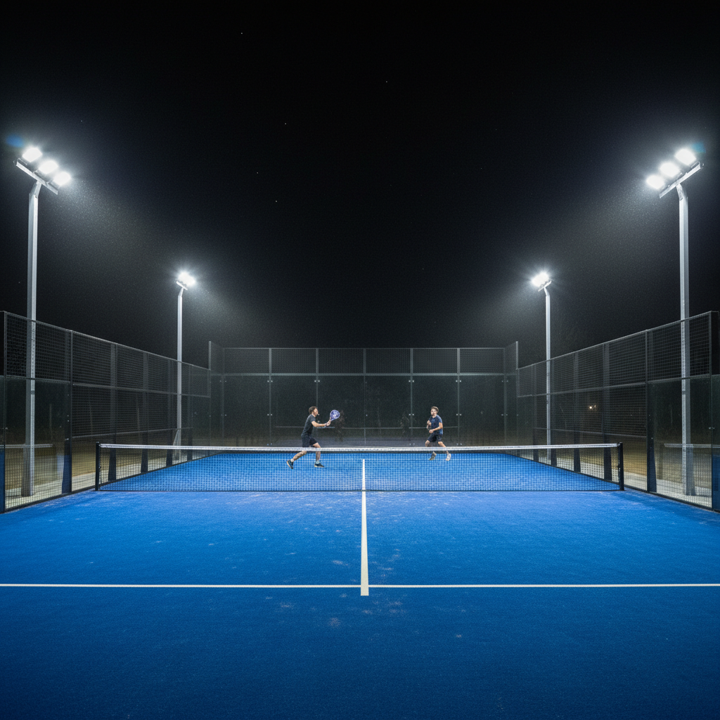 padel court under night lights