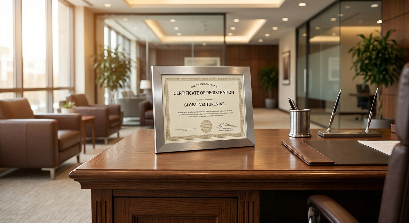 Business License Certificate in Corporate Office