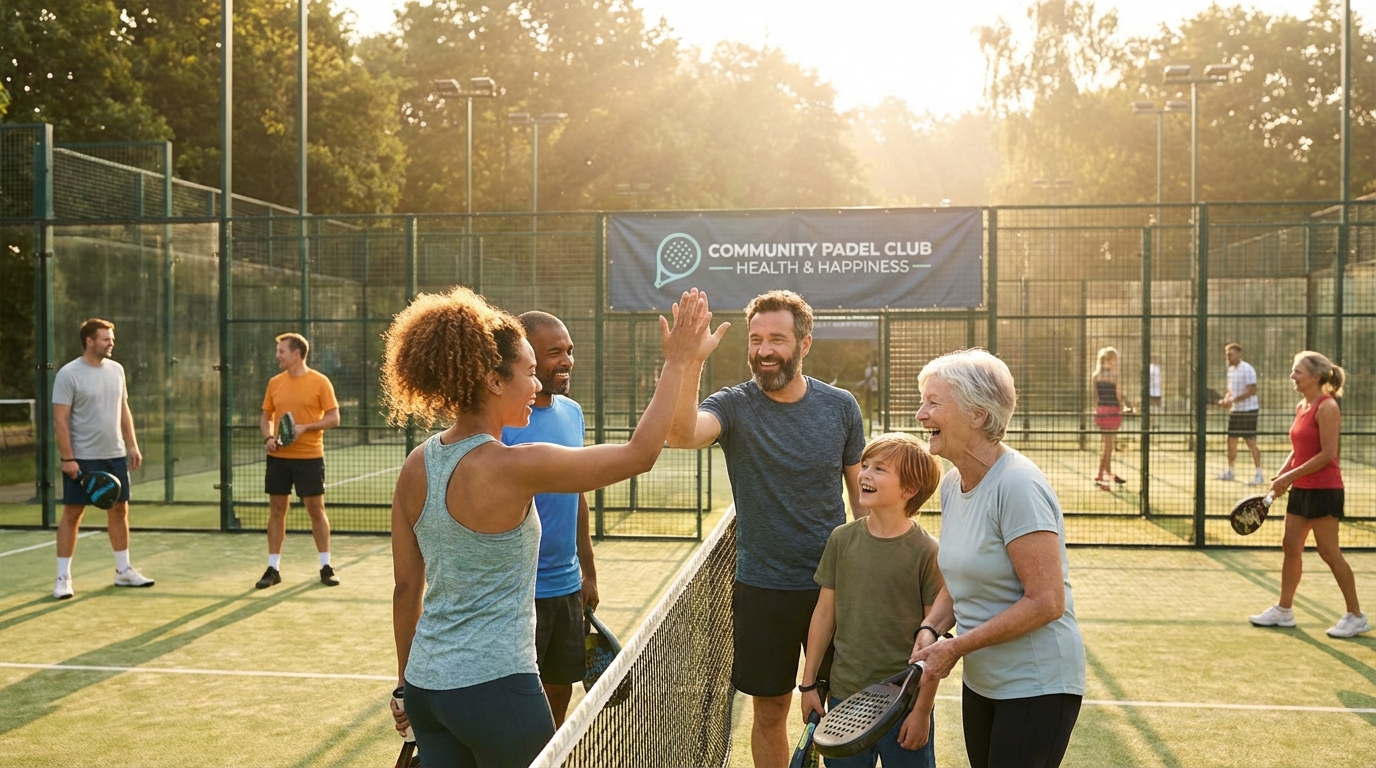 diverse padel players social sport