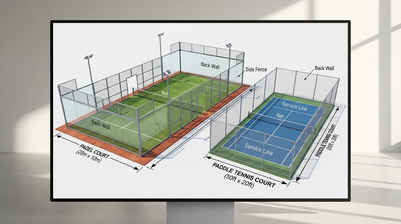 padel vs paddle tennis court comparison