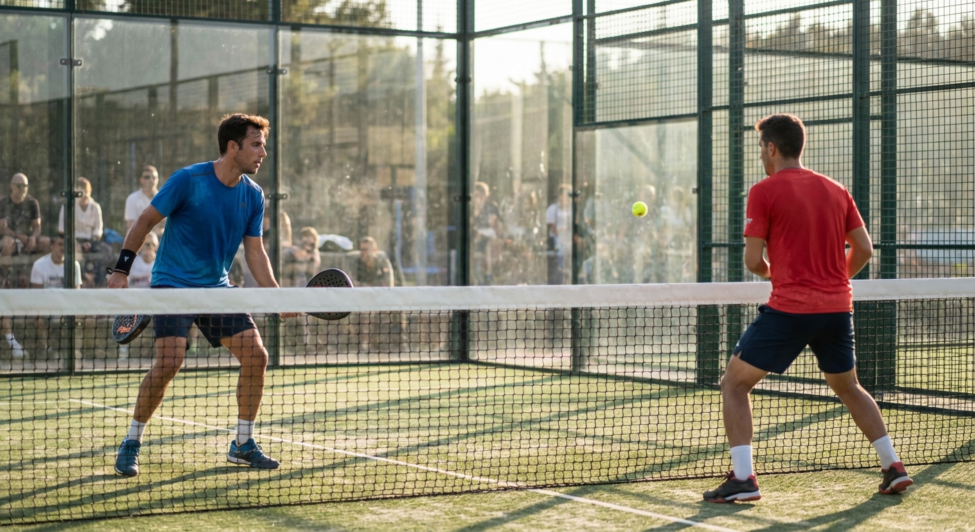 Match photography of players on a padel court