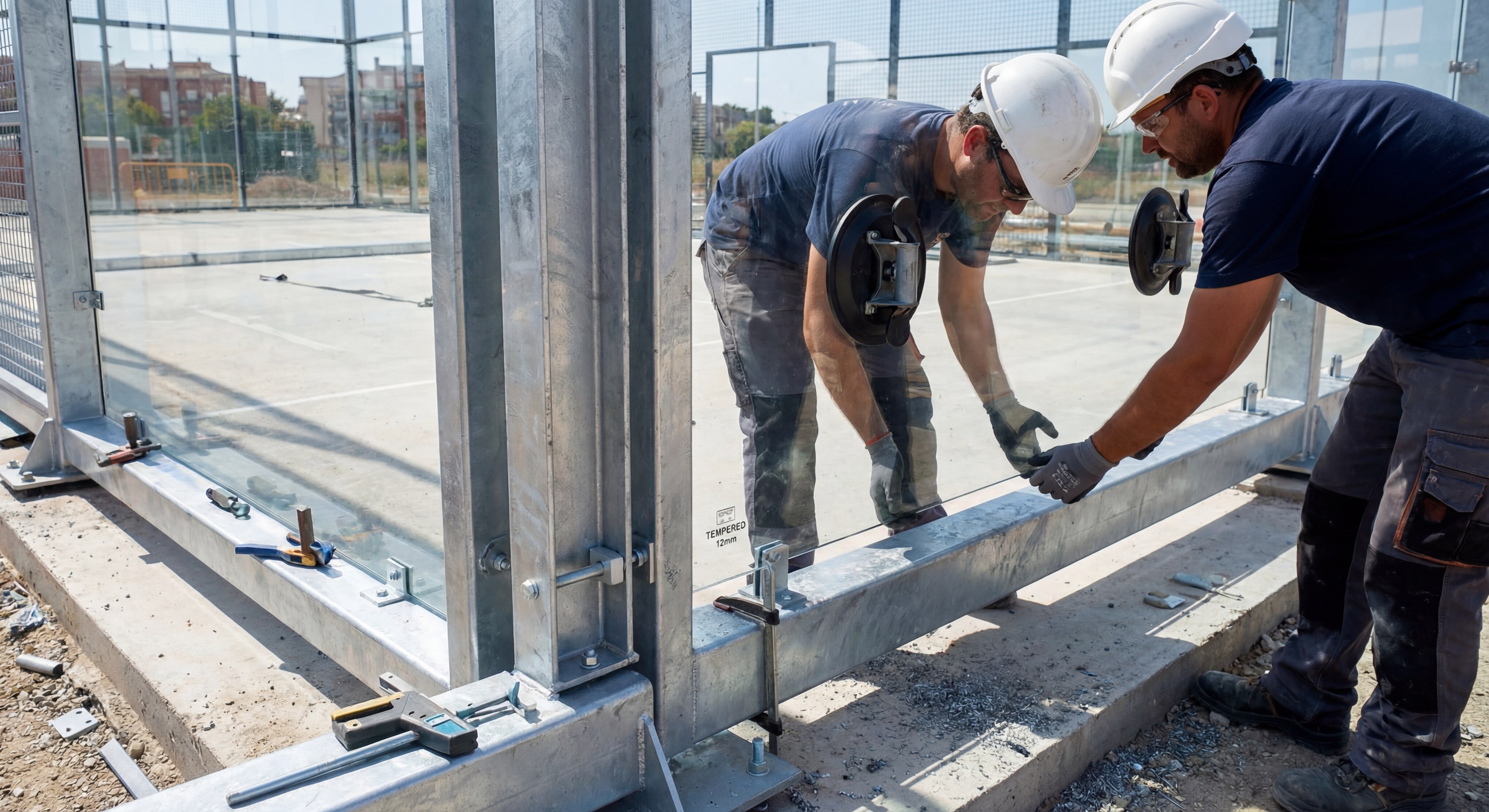 padel court glass installation