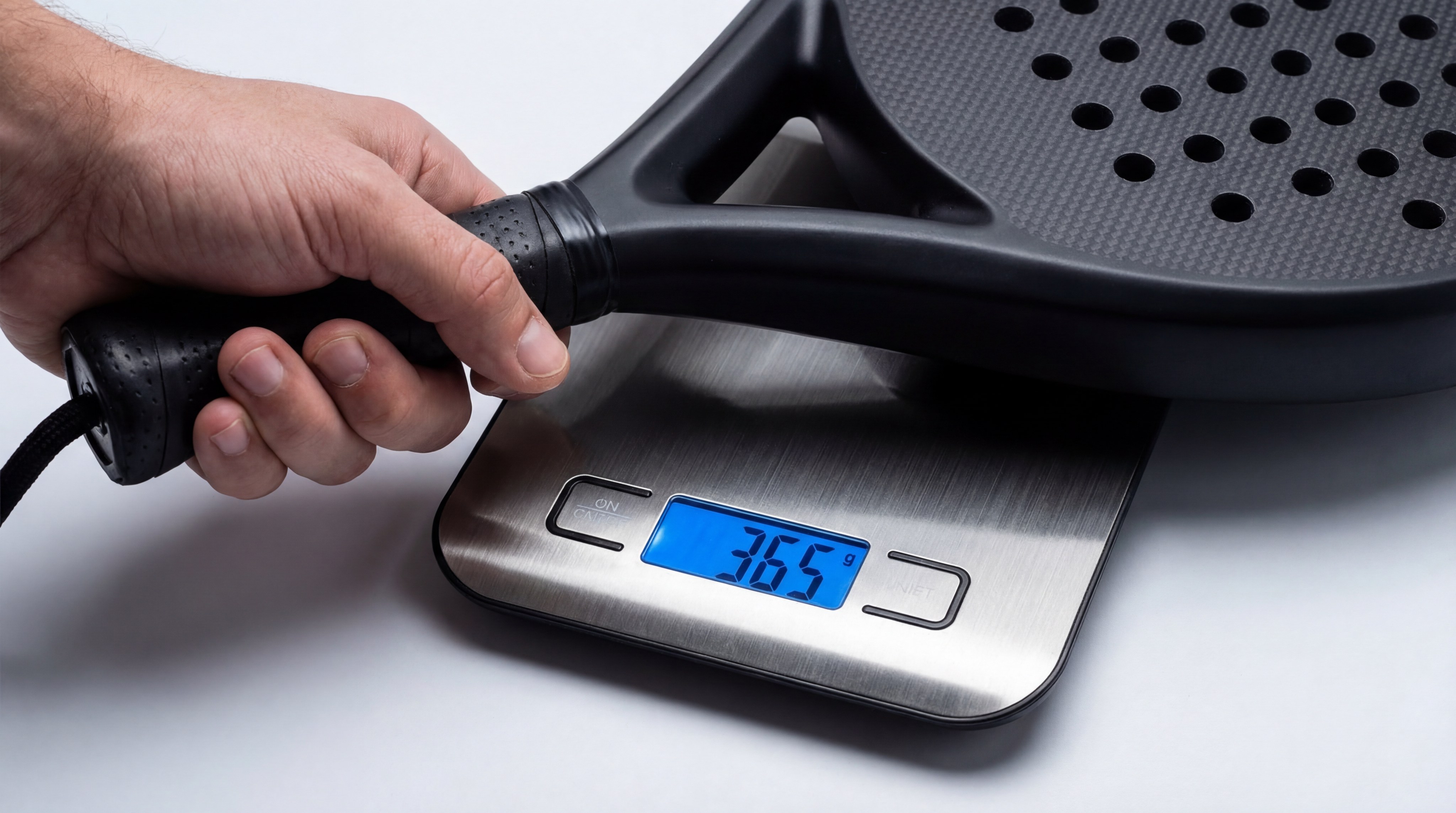 padel racket weight macro shot