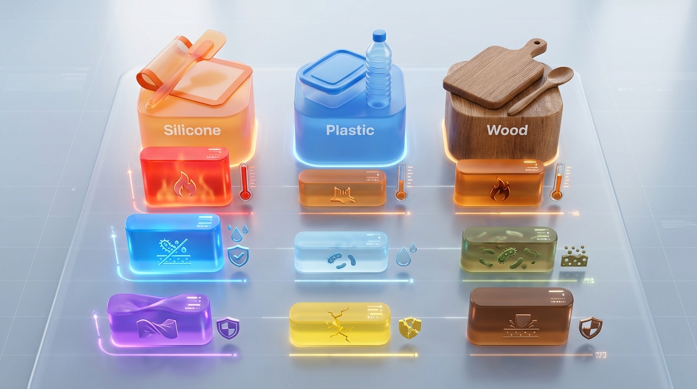 Silicone vs Plastic vs Wood Material Comparison Chart