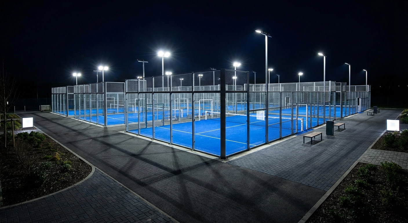 Night padel facility with LED lighting