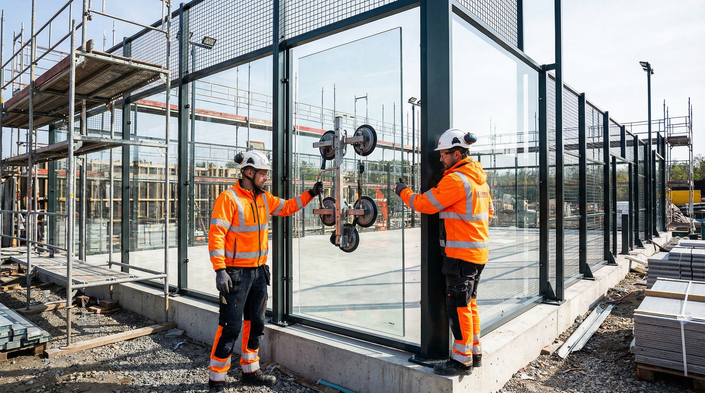 padel court glass installation