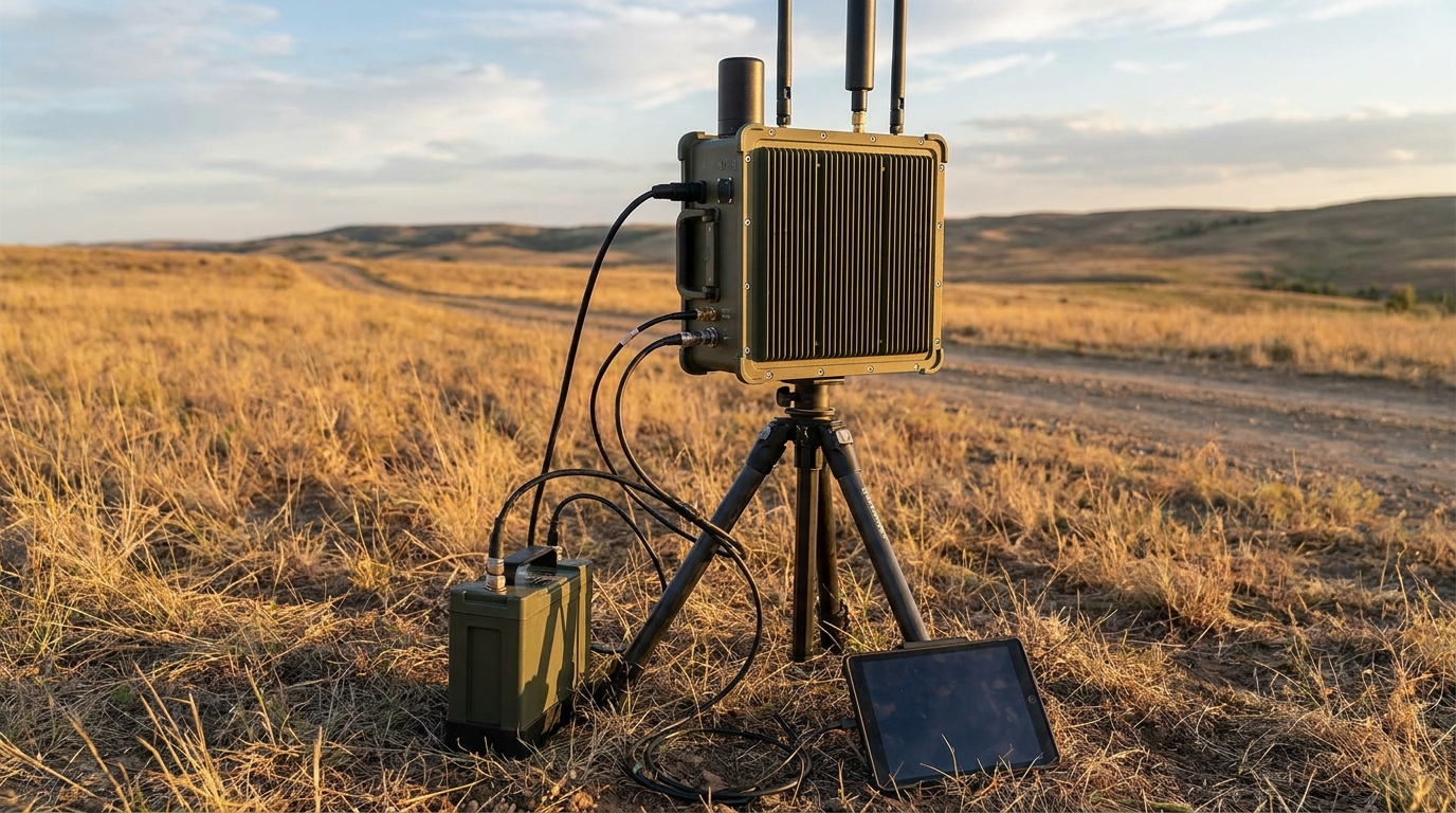high tech drone detection radar in field