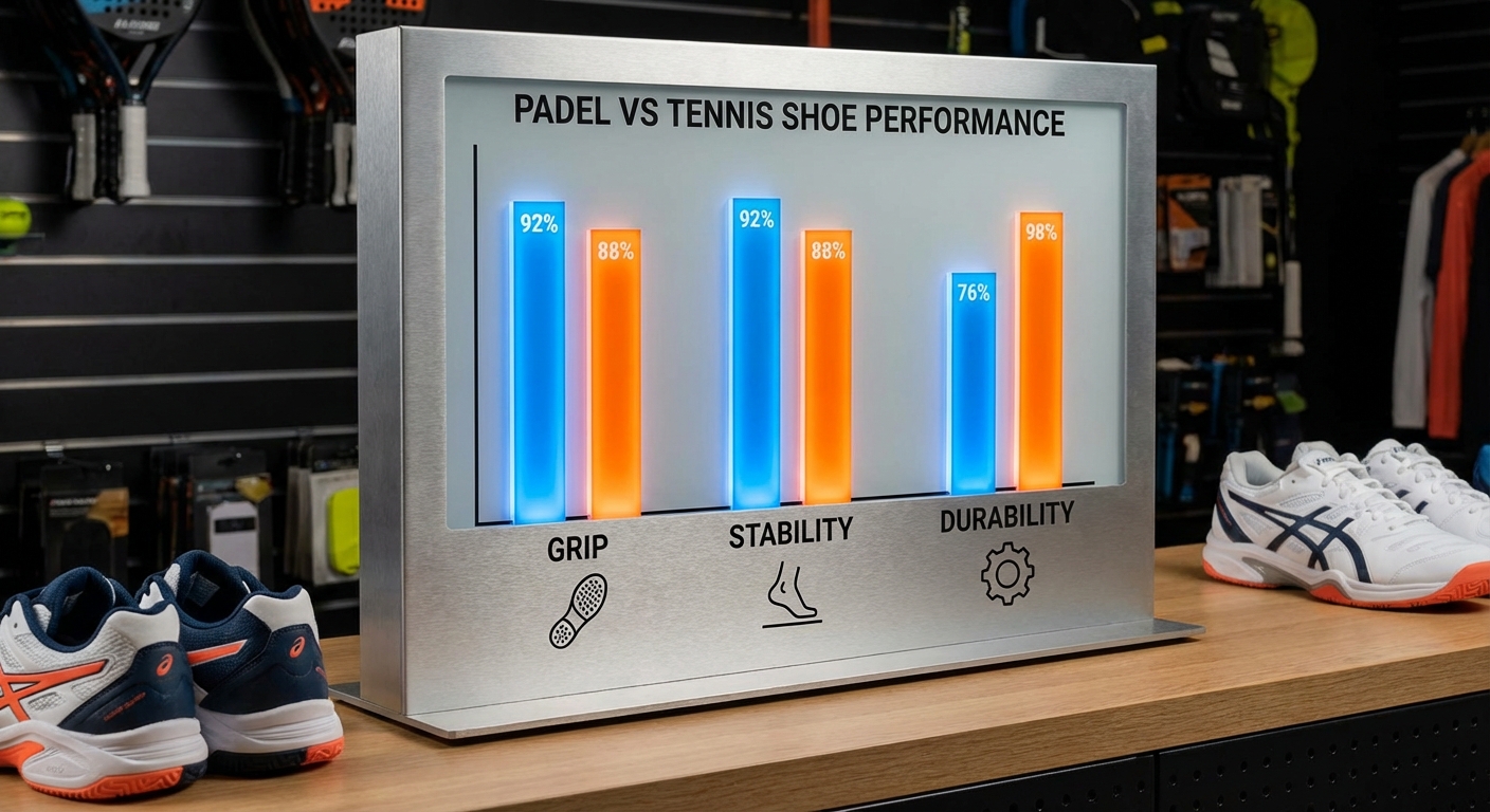 padel vs tennis shoe performance chart