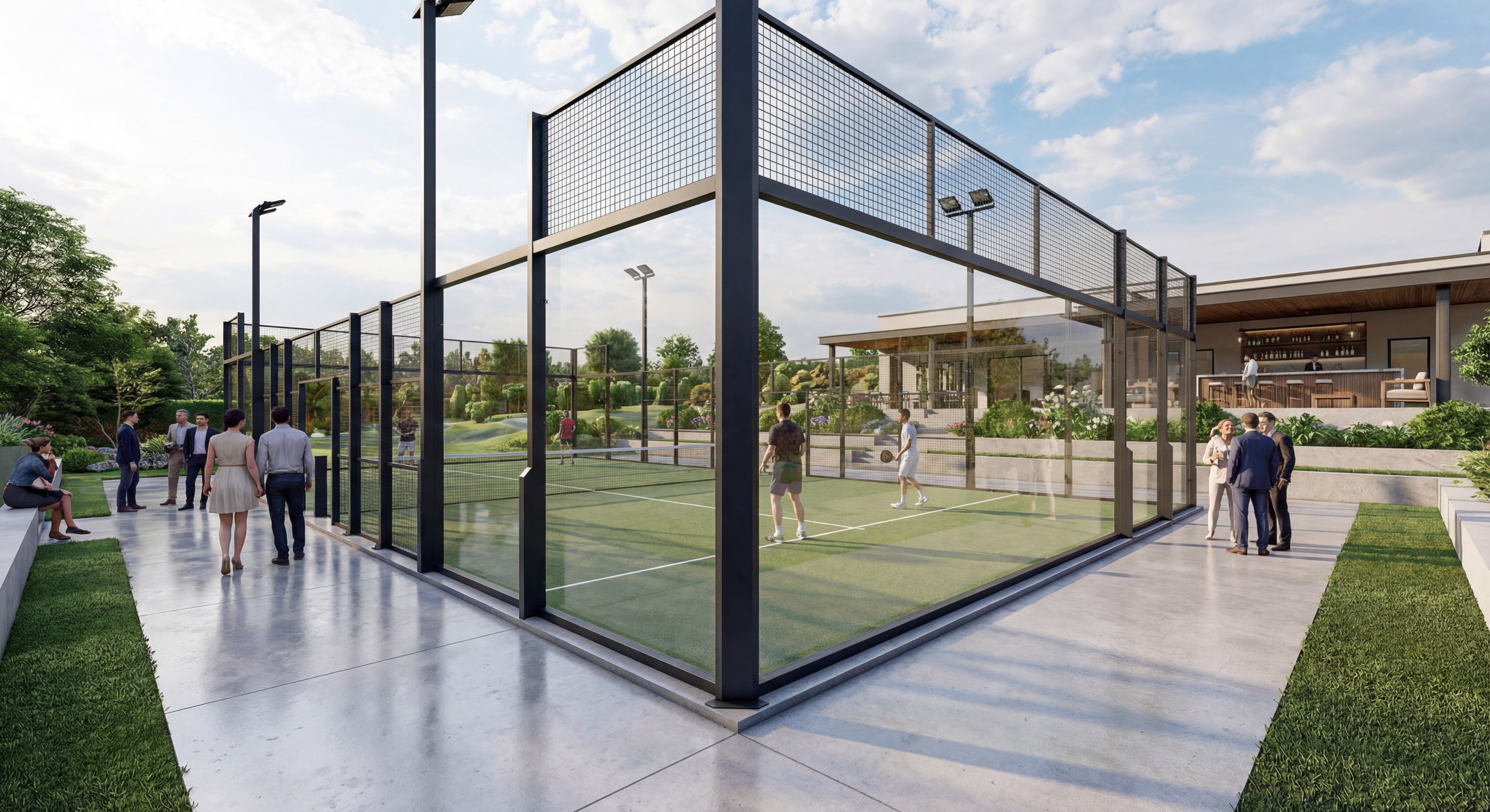 Player hitting a back-glass shot during a match.