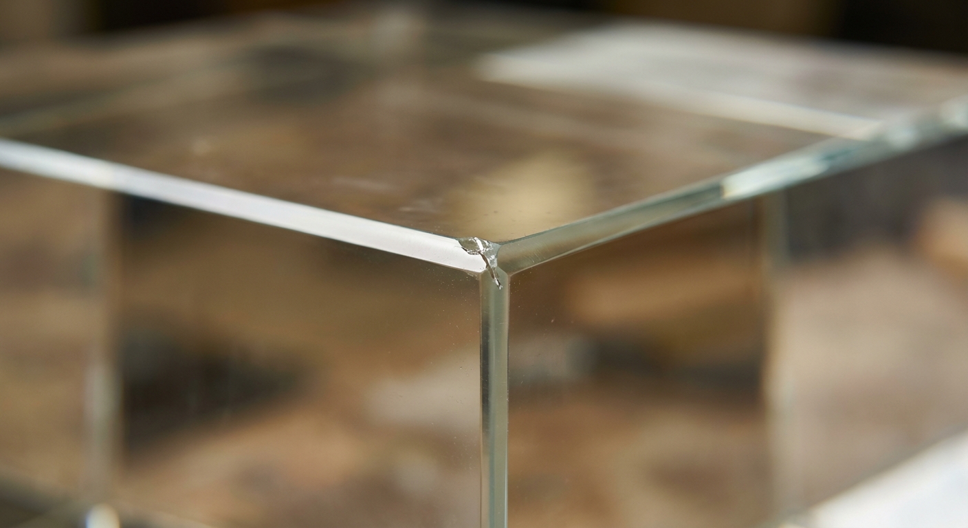 glass edge chip macro photography