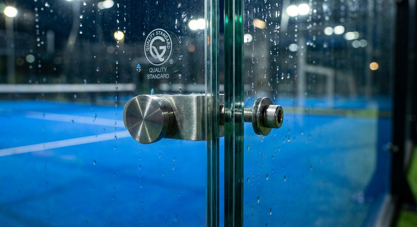 tempered glass padel court macro