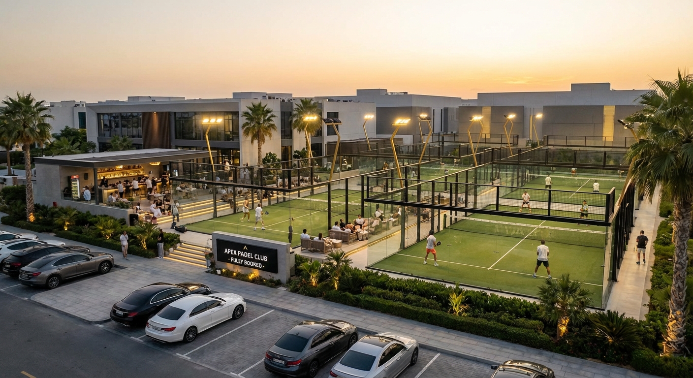 luxury padel club sunset