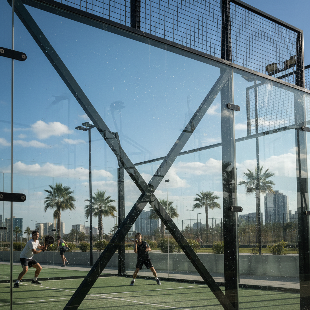 padel court glass reflection