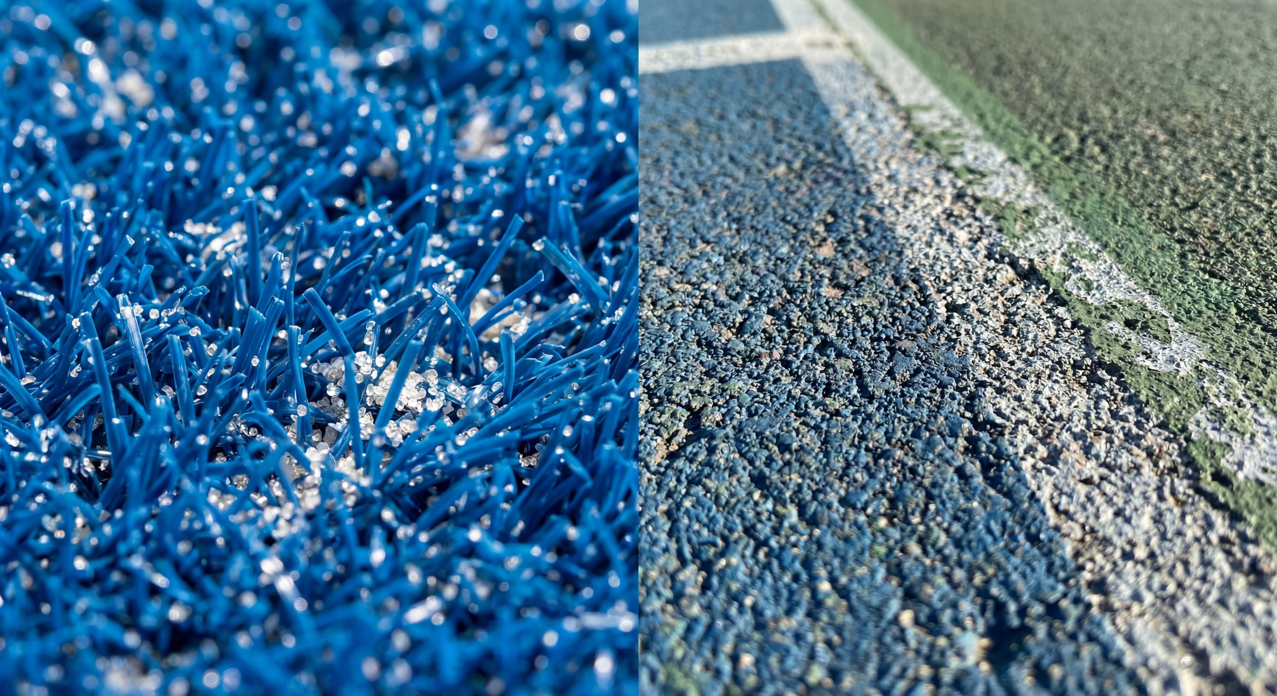 Close-up comparison of padel turf and pickleball acrylic surfaces