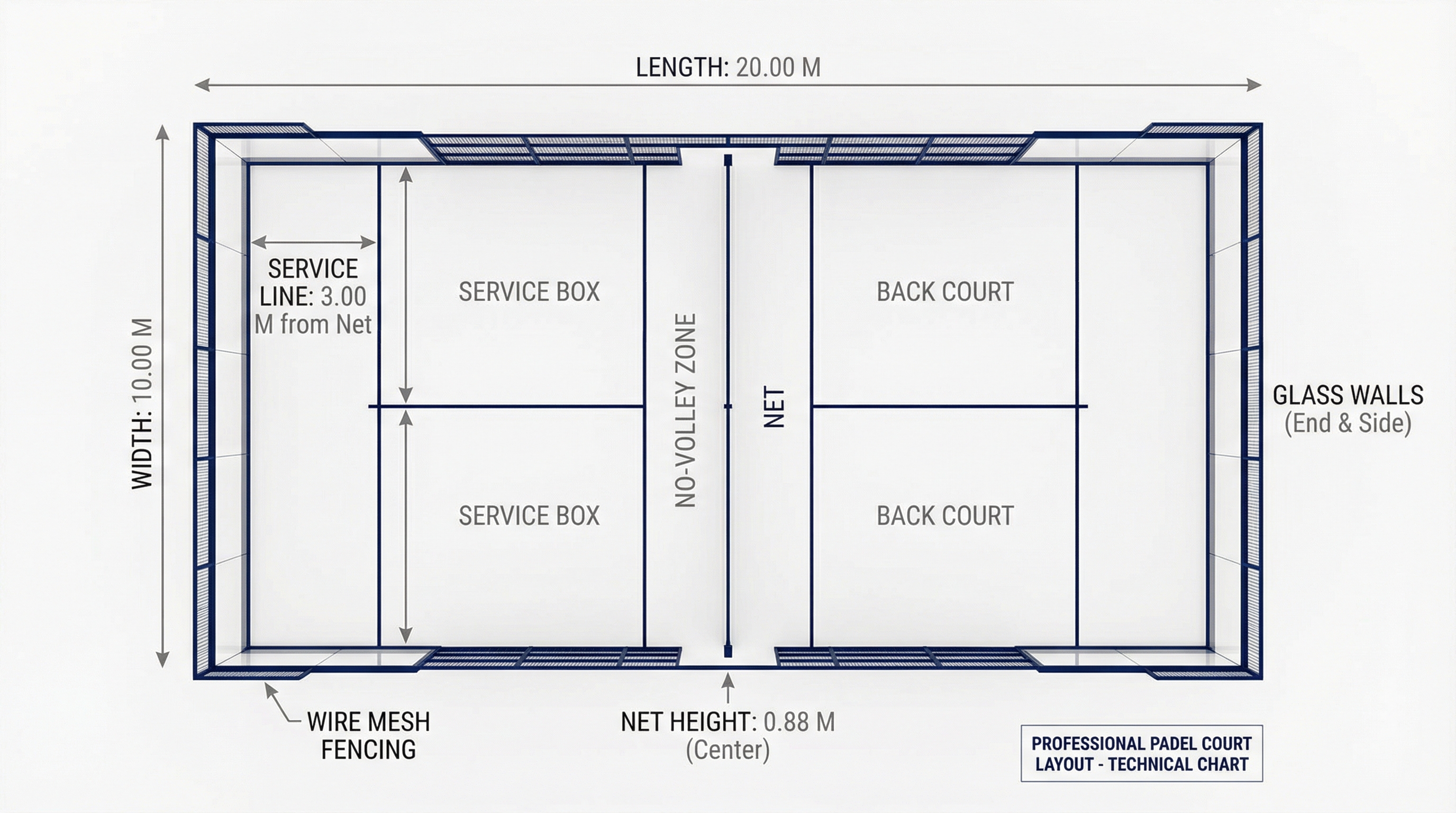 padel court technical diagram