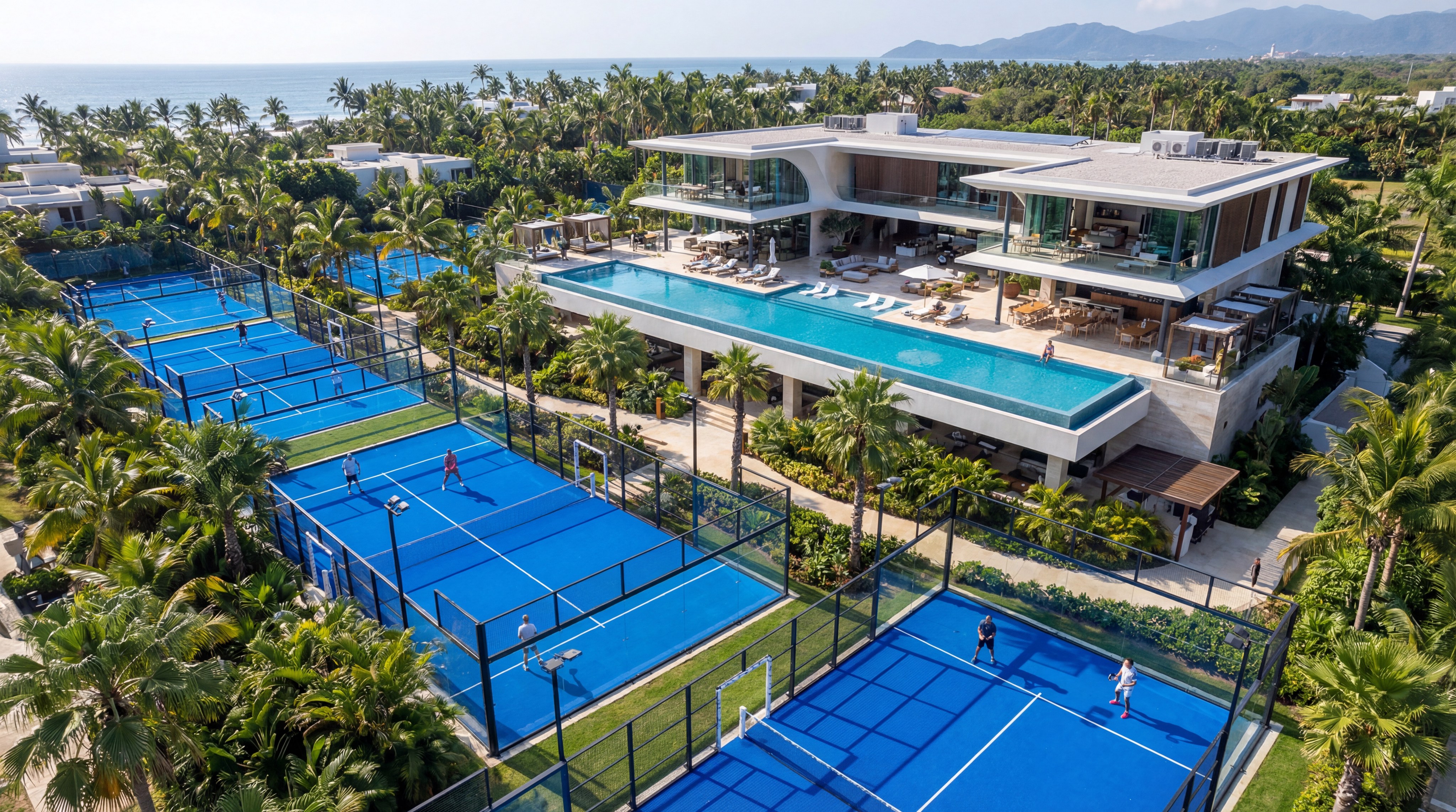 luxury padel courts aerial view