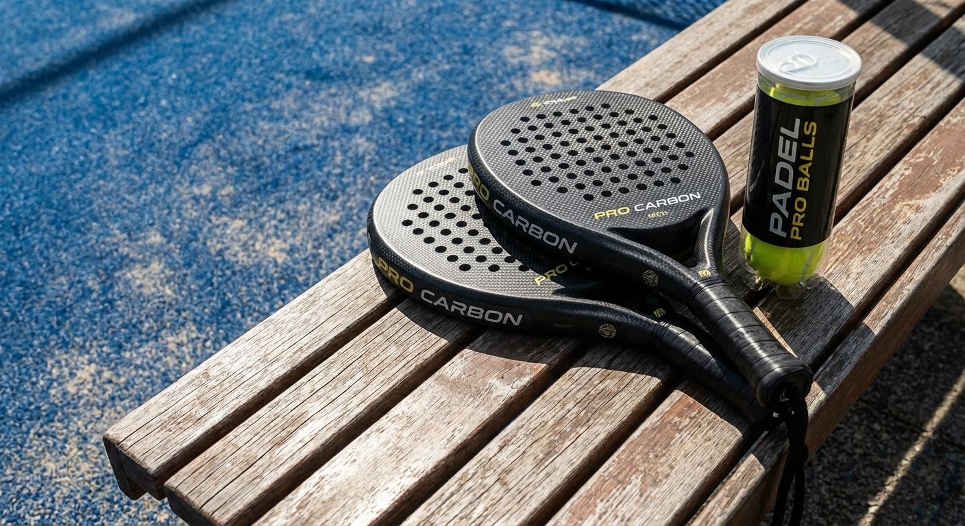 premium padel rackets and balls closeup