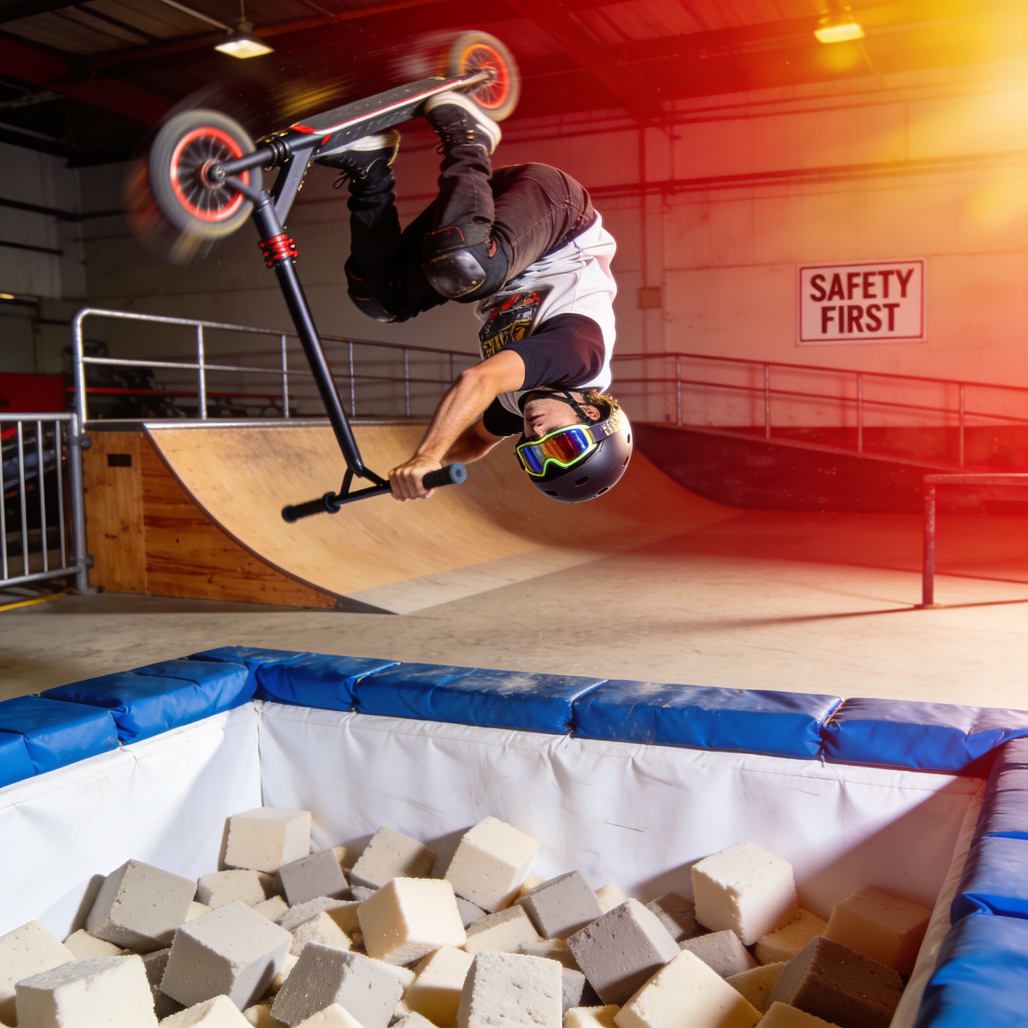 scooter backflip foam pit