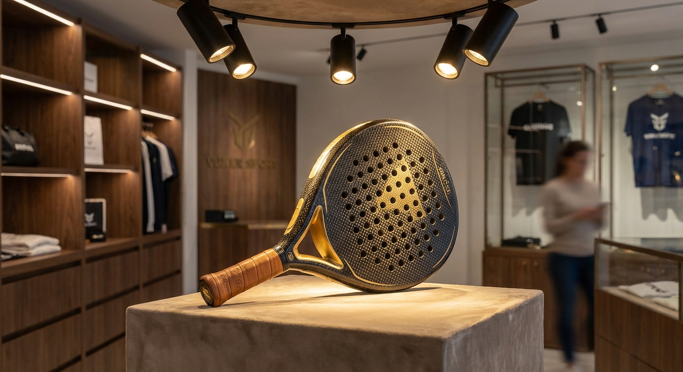 premium padel racket retail display