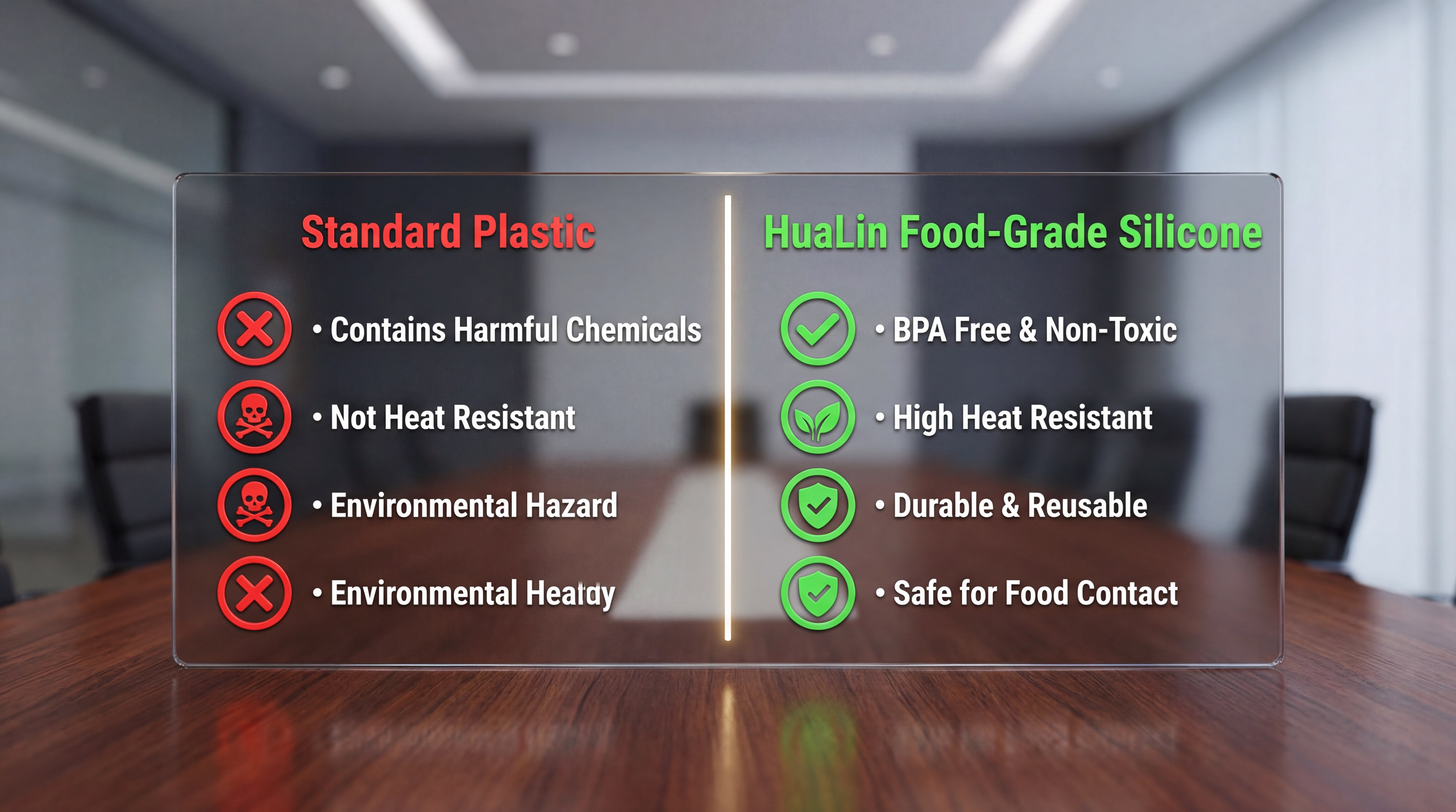Standard Plastic vs HuaLin Food-Grade Silicone Comparison Chart
