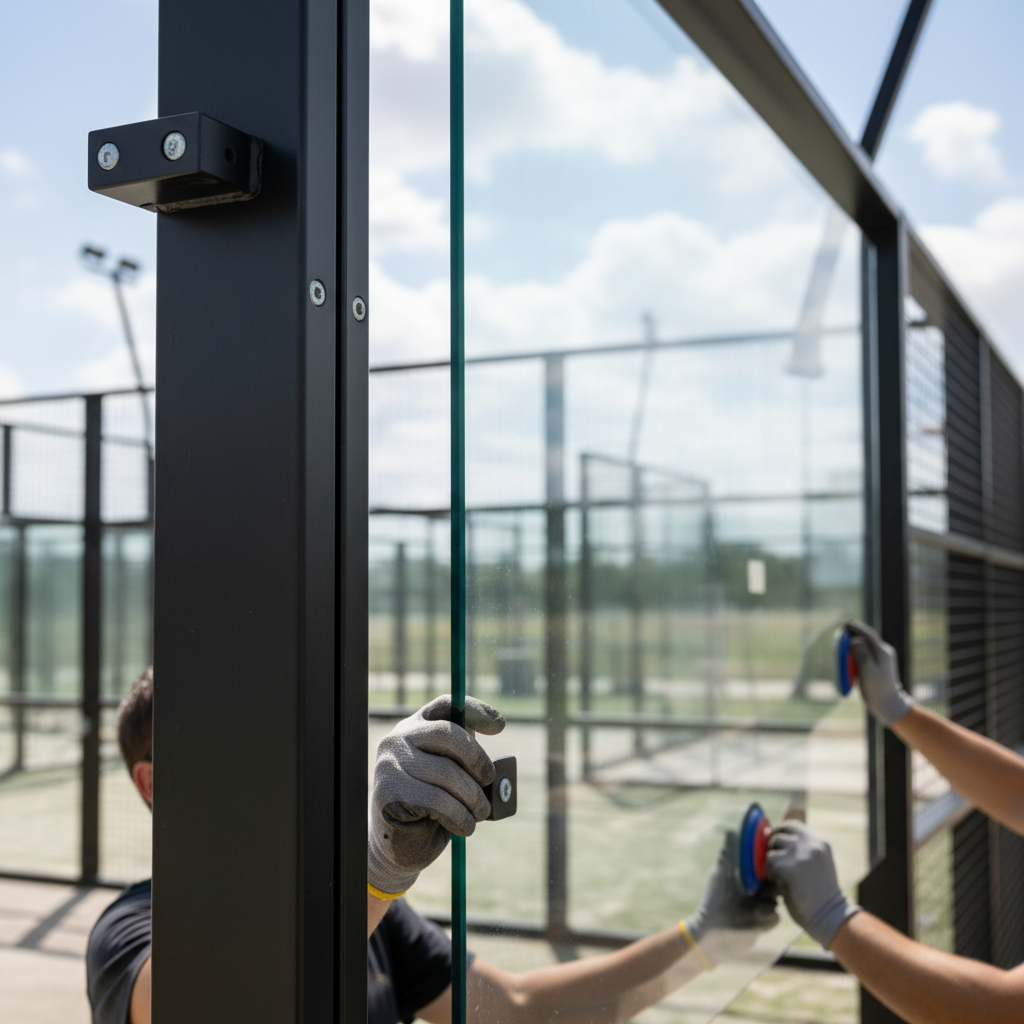 padel court glass installation