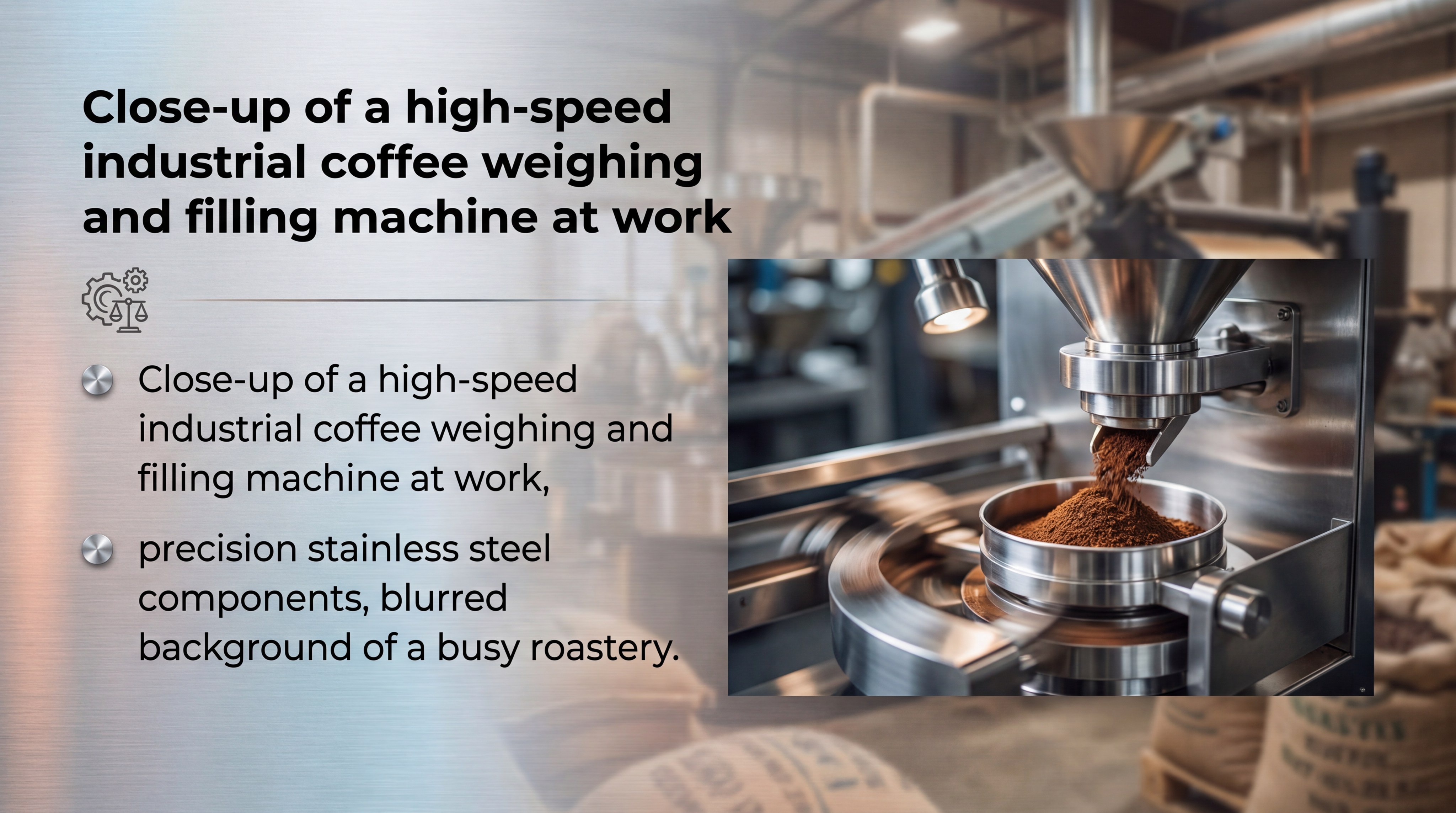 Precision weighing system integrated into a coffee packaging machine to optimize coffee automation timing