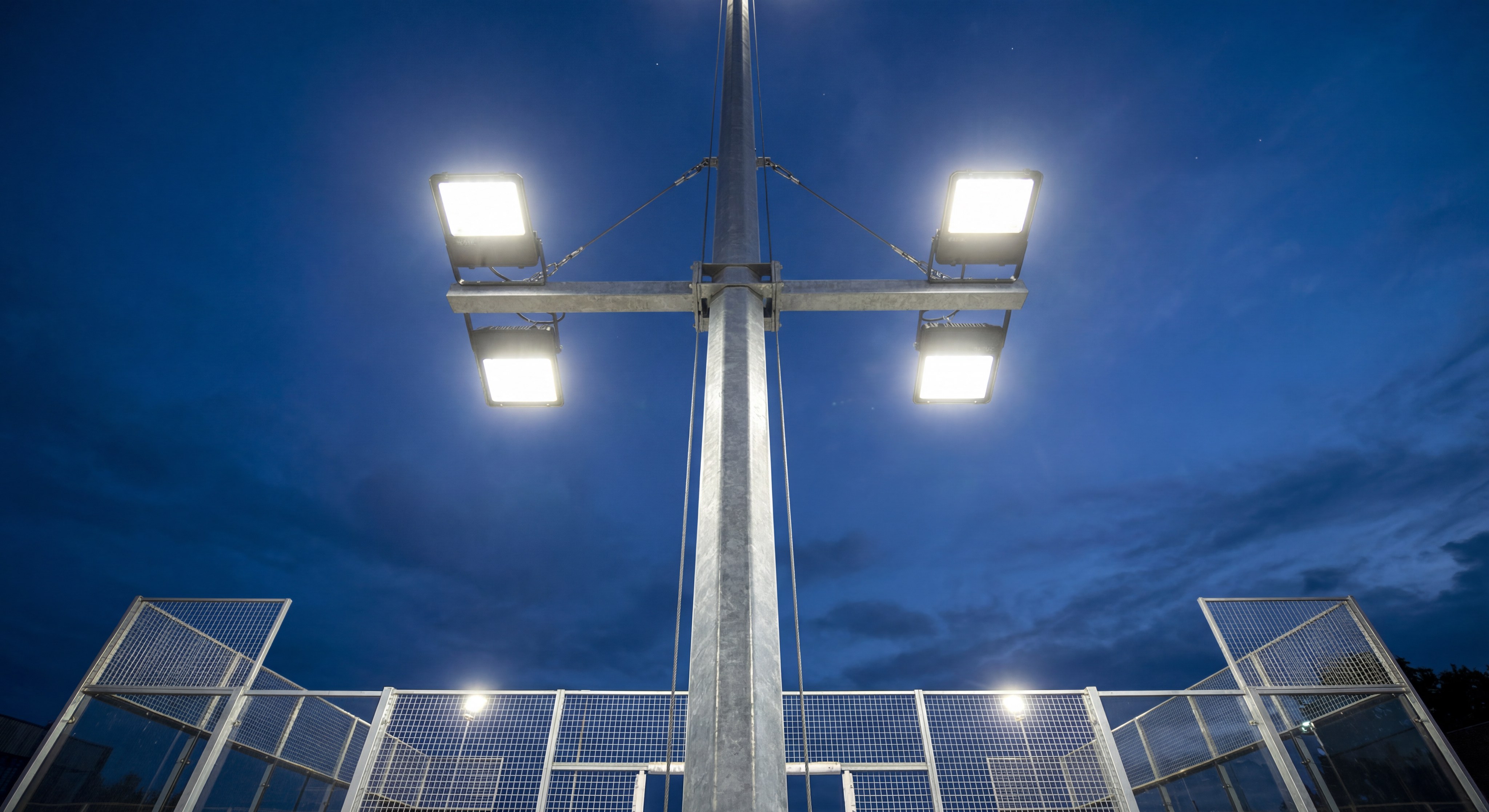 padel court lighting mast evening