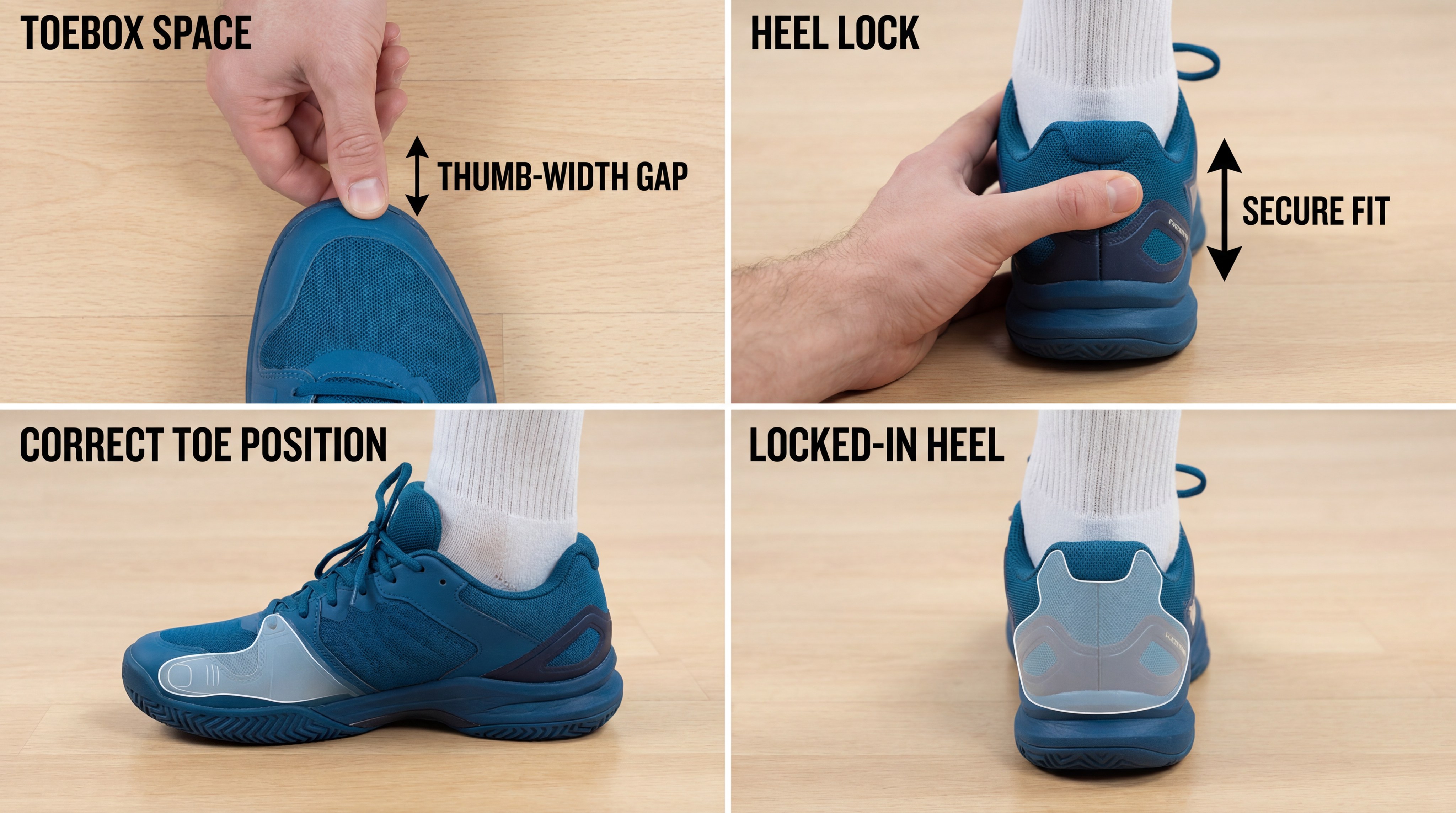 padel shoe fit guide